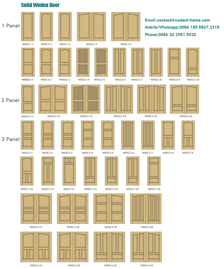 6 Panel Interior/Front Solid Wooden Stile and Rail Door