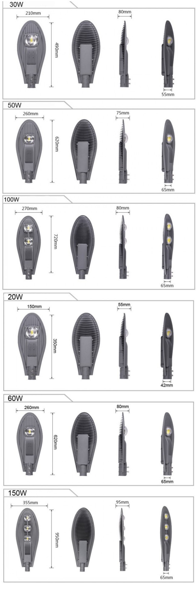 5 Years Warranty Ce RoHS TUV Outdoor 20W LED Street Light IP65 Waterproof Road Light