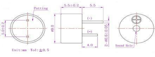 2kHz Smallest 9*5.5mm Pin Type Magnetic Buzzer