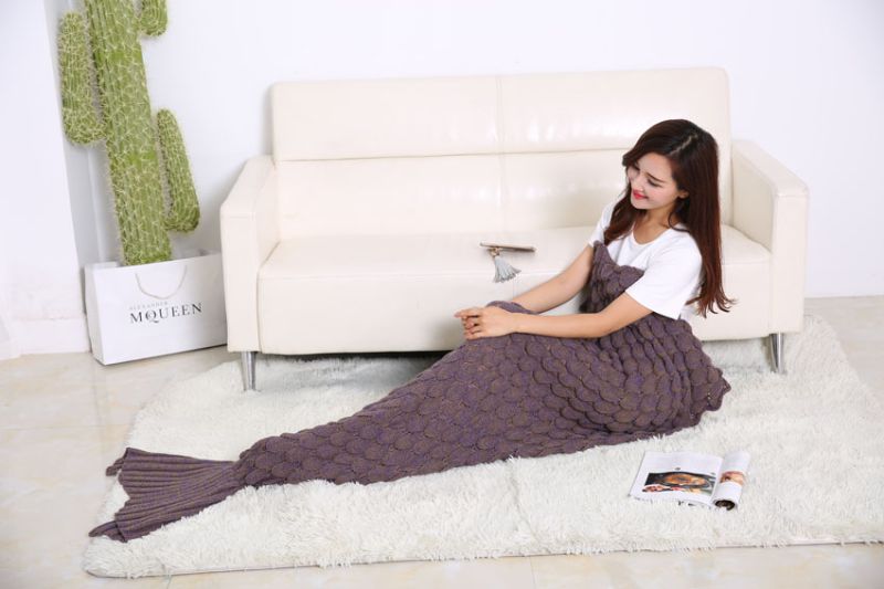 Mermaid Tail Blanket (74.86X35.46 inch) , Not Home Warm and Soft Knitted Mermaid Blanket for Kids and Adults
