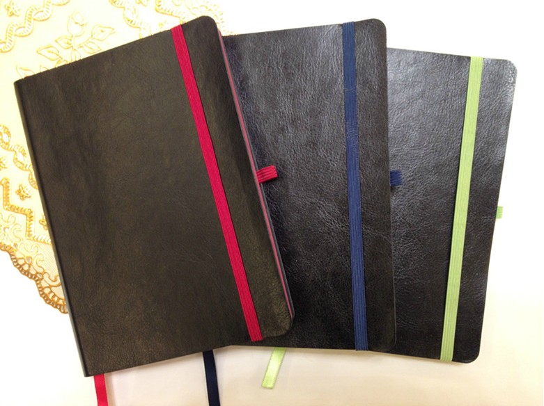 PU Leather Agenda Notebook with Elastic Band and Colored Edge