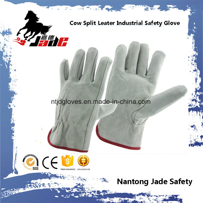 Gray Cowhide Split Leather Industrial Safety Driver Work Glove