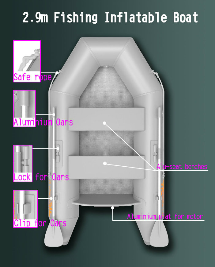 2.9m Fishing Inflatable Boat with Many Floor Avaliable