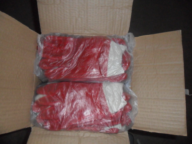 Red PVC Safety Gloves, CE (DPV100)