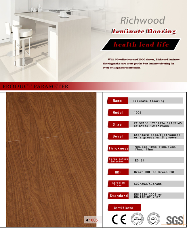 8.3mm HDF AC3 Vinyl Parquet Sound Absorbing Wood Laminate Laminated Floor