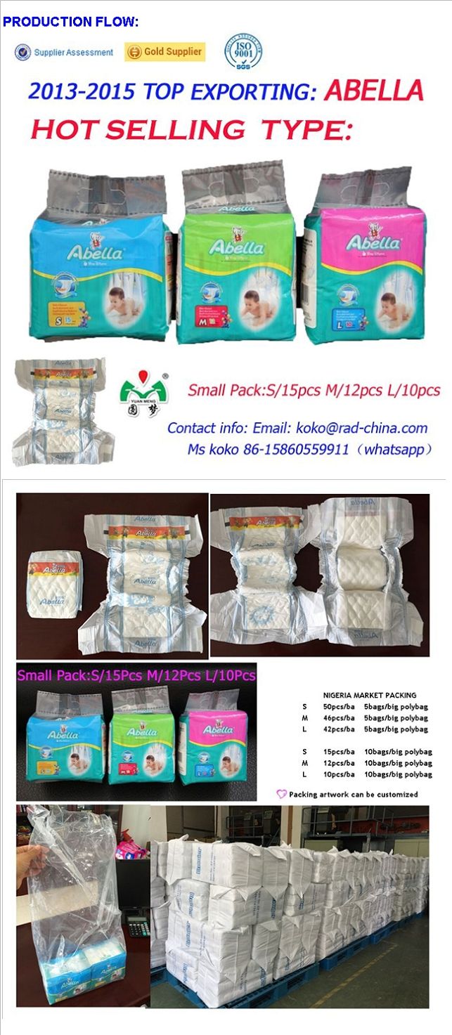 Hotselling Magic Tape PE Film Diaper Africa Market Small Packing Baby Diaper
