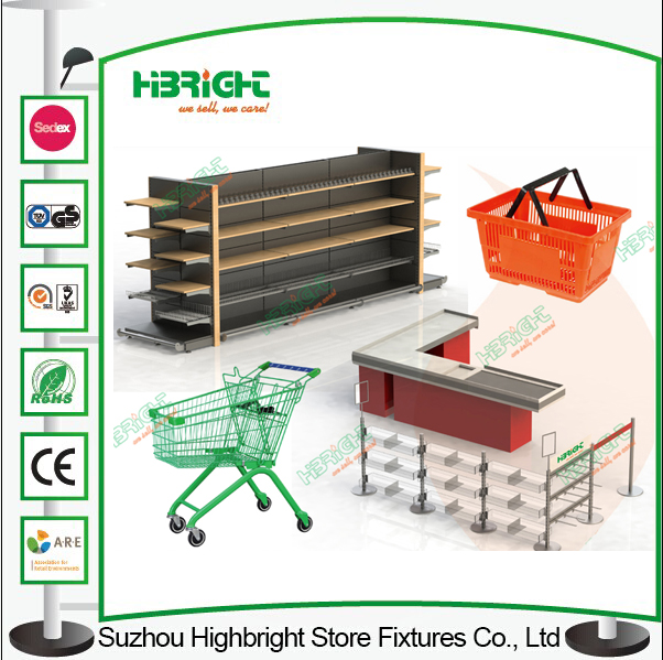 Supermarket Shopping Cart with Trolley Display Advertising Board