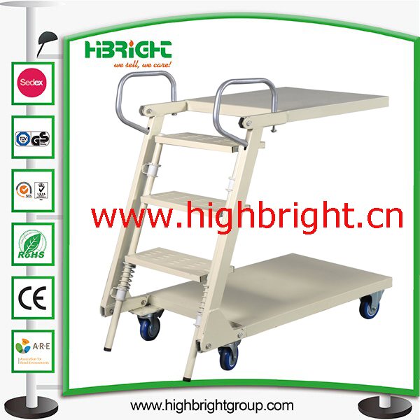 China Factory Steel Warehouse Rolling Step Ladder