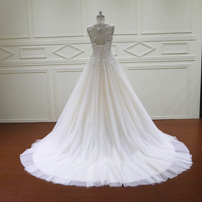 A-Line 3D Flowers Lace Beading Bridal Dresses