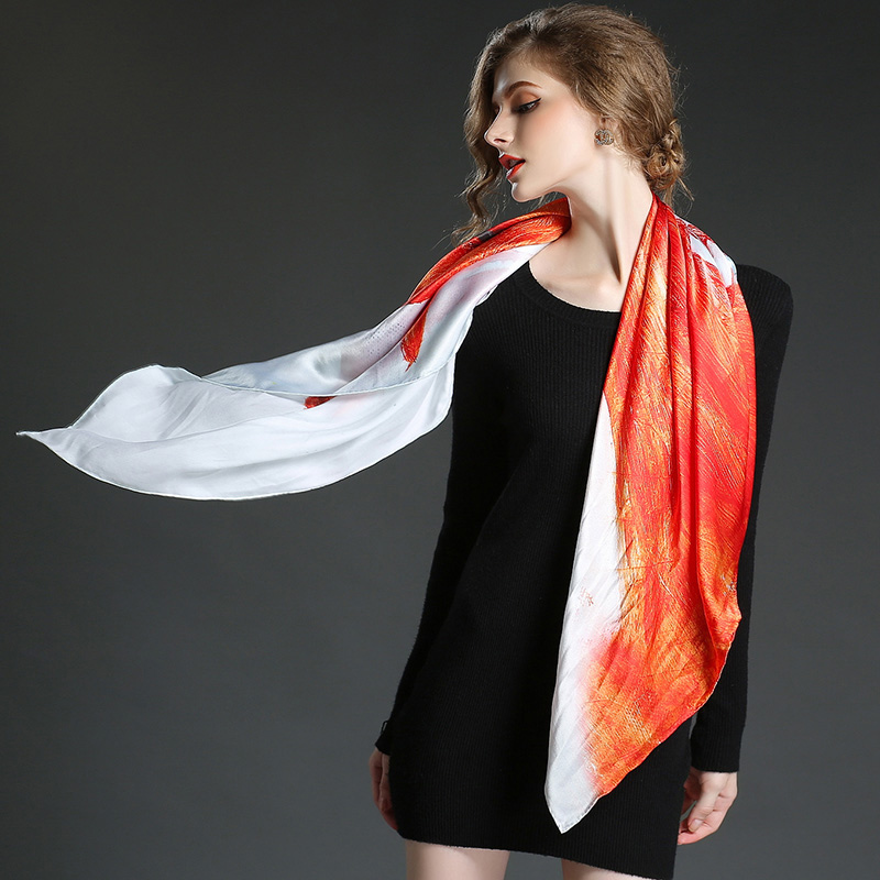 Printed Silk Satin Horse Big Square Scarf 100 * 100 Cm