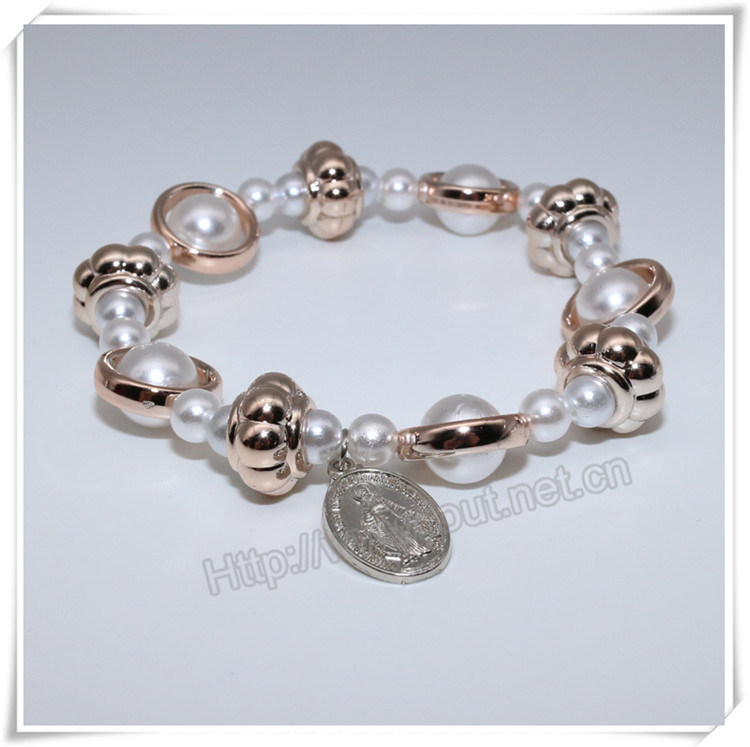 Newest Plastic Beads Bracelets, Catholic Bracelet with Cross (IO-CB175)