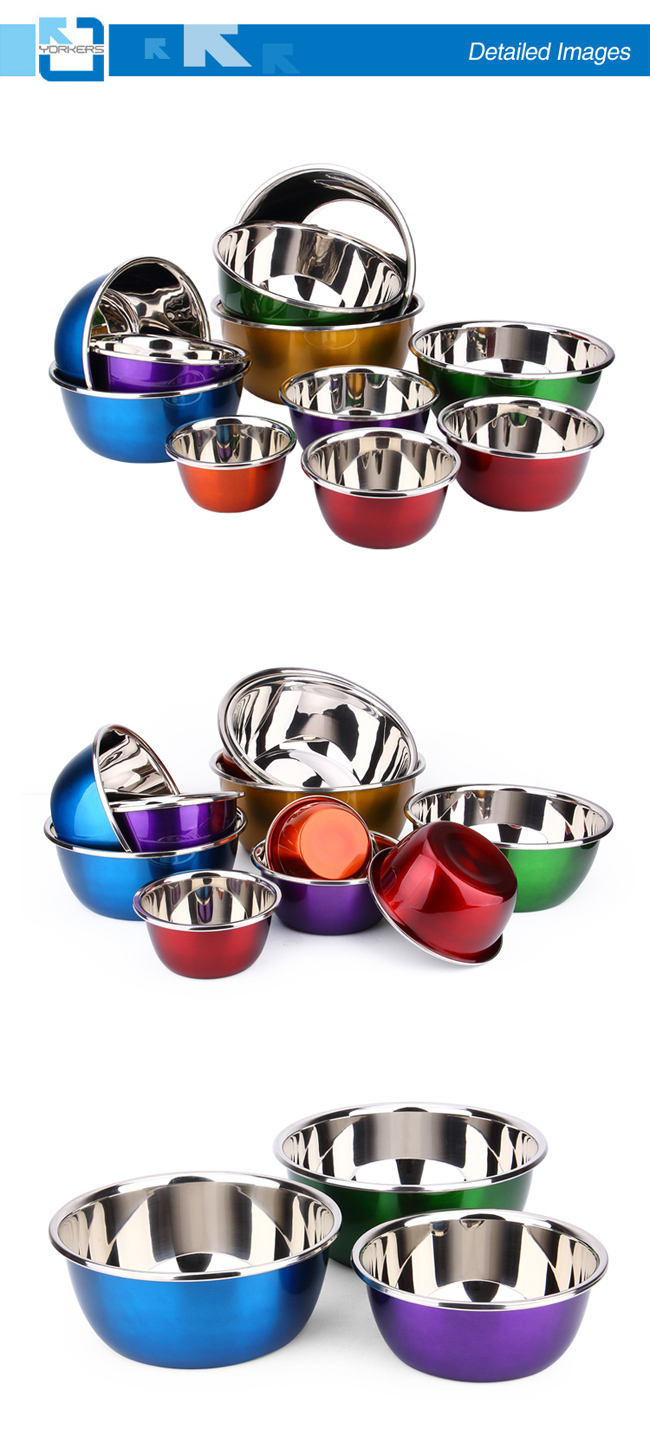 Personalized Colourful Stainless Steel Mixing Bowls Cookware Set