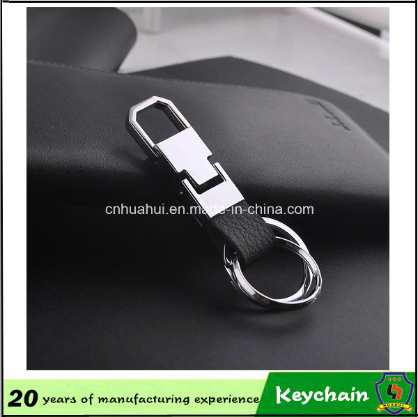 Double Ring Leather Keychain