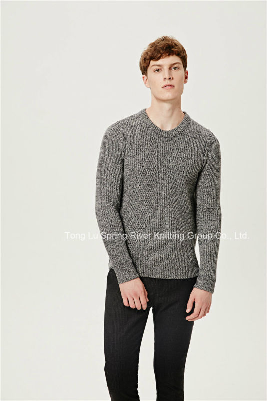 Half  Fishmen  Rib  Round Neck Knit Men Sweater