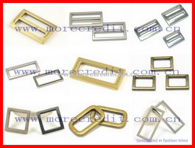 Brushed Nickel Rectangle Shape Metal Slider for Garment Accessories