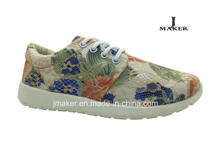 New Design Bud Silk Flowers Injection Shoes Sport Shoe