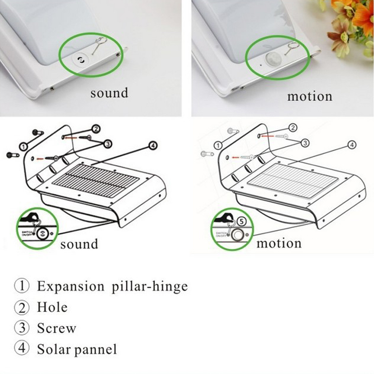 Outdoor LED Solar Light 16 LED for Garden Waterproof Lighting Motion Sensor Power Panel Luminaria Lamp