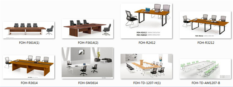 New Design Wood Rectangle Conference Table with Metal Legs (FOH-CT-E2411)