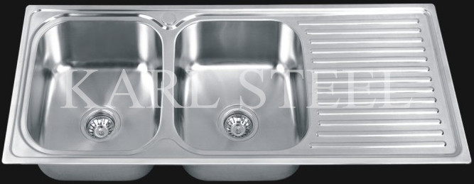 Stainless Steel Double Sink With Drain (11248)