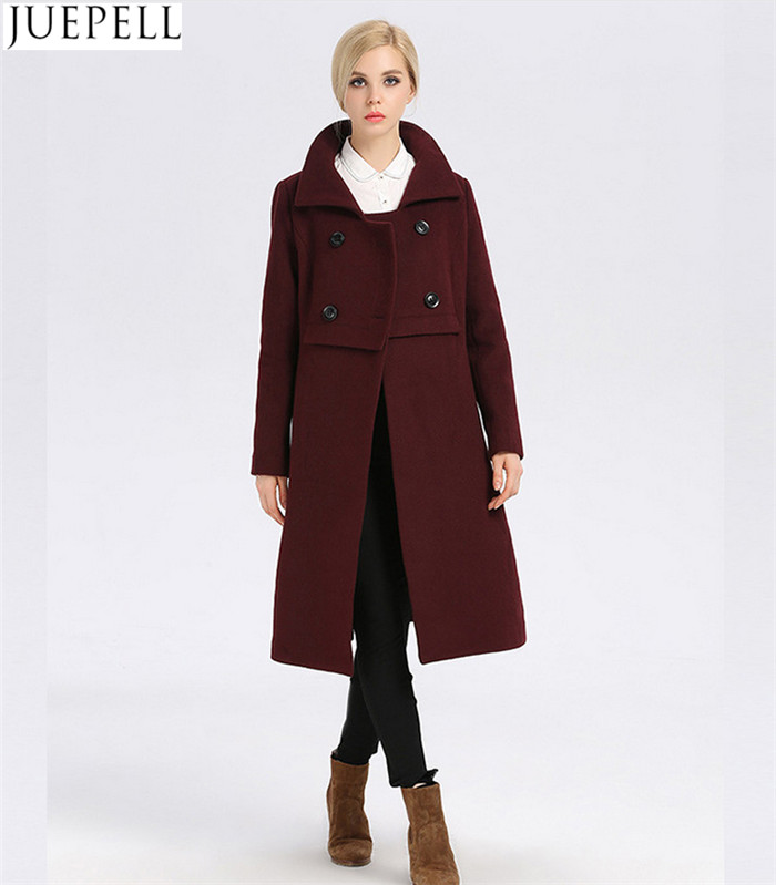 New Women Long Section Thick Wool Coat Factory Fashion Models Double-Breasted Women Polyester Coat