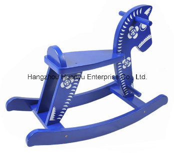 New Design Wooden Rocking Horse-Blue and White Porcelain Horse Rocker