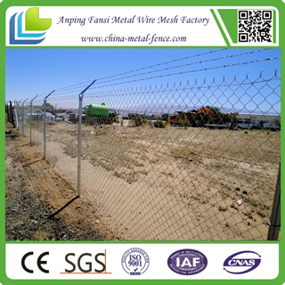 Security Chain Link Fence with Razor Wire or Barbed Wire