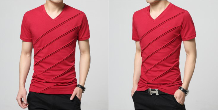 Custom Wholesale Plain V Neck Fashion Cotton Men T Shirt