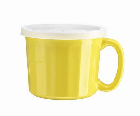 20oz Ceramic Soup Mug with Plastic Lid