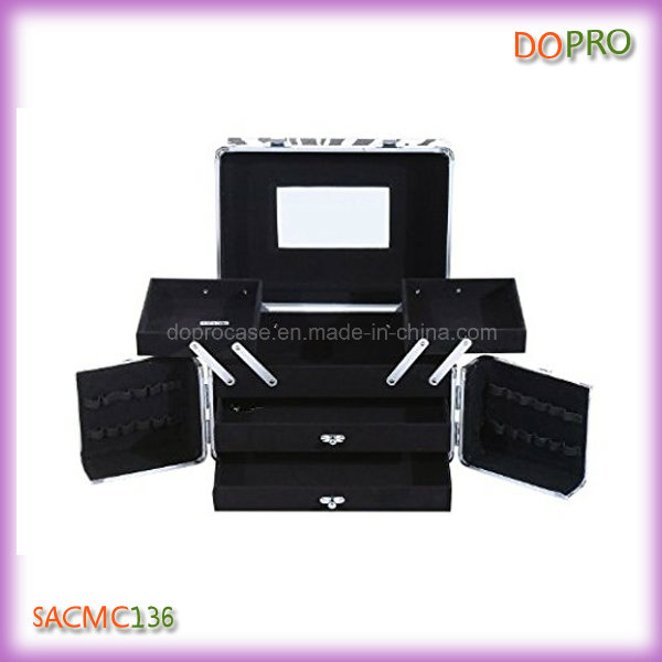 Portable Beauty Cosmetic Case with Drawers and Mirror (SACMC136)