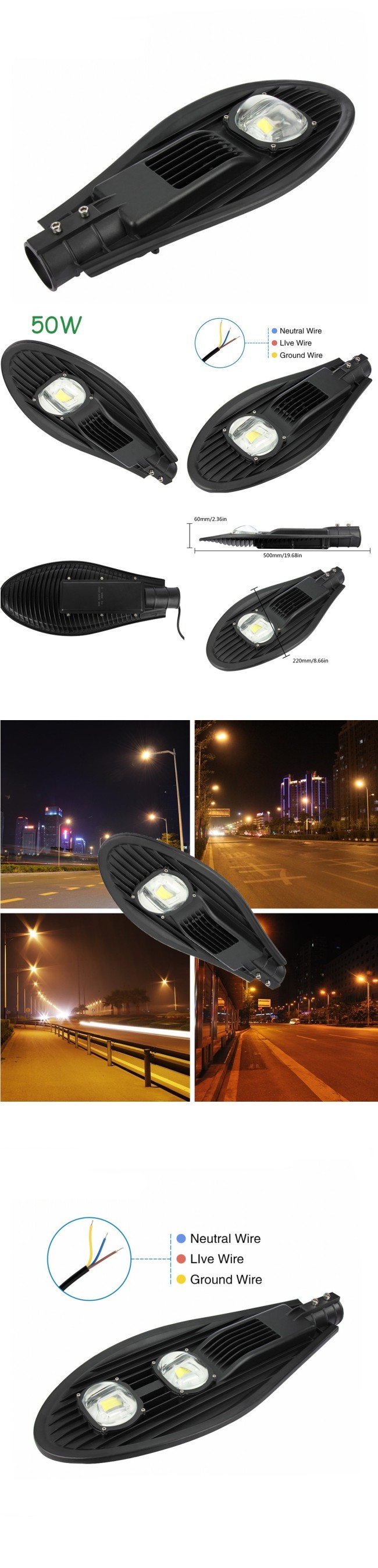 Outdoor Highway 50W COB LED Replacement Streetlight LED Street Light Housing