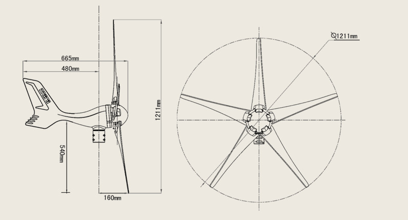 Sunning 300W 5 Blades China Cheap Home Wind Turbine