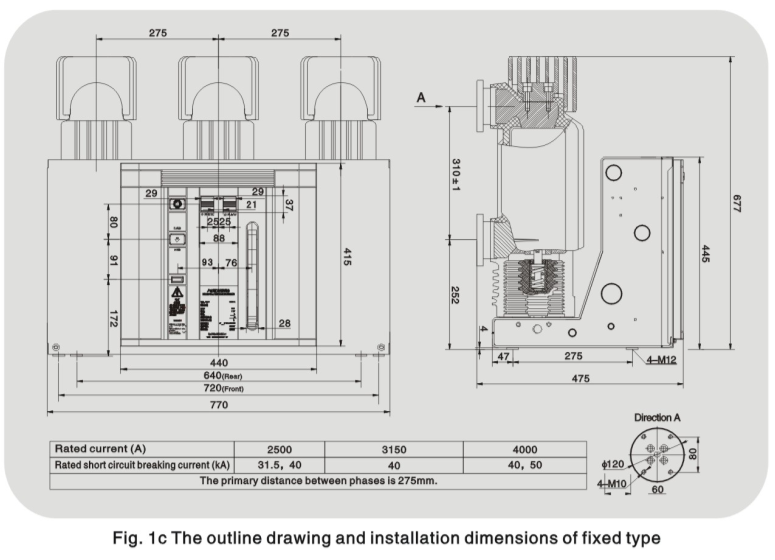 Vib-12 AC 50Hz Indoor Hv Vacuum Circuit Breaker