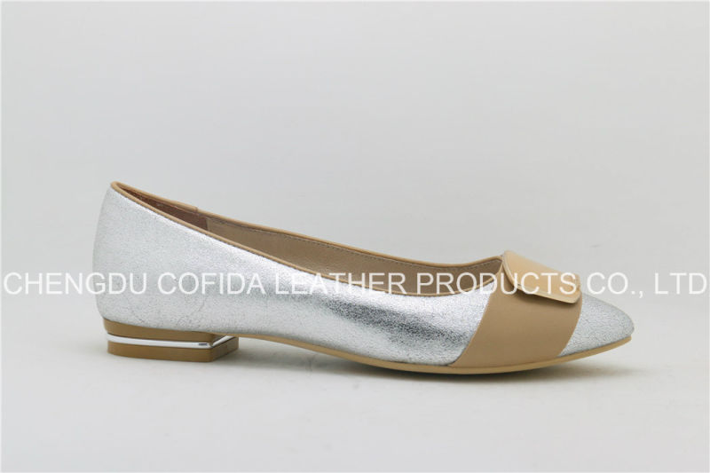 Chic Design Shiny Leather Lady Ballet Shoes with Metal Heel