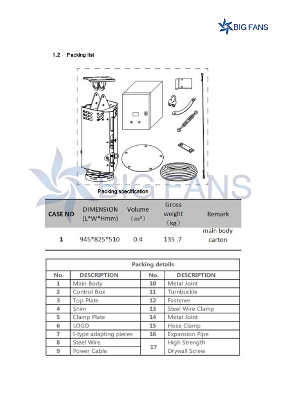 Hvls Energy Saving7.4m/24.3FT Big Warehouse Industrial Ceiling Fan