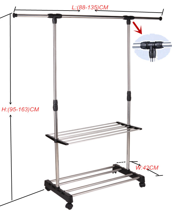 Premium Garment Rack Flexible Stainless Steel Garment Rack