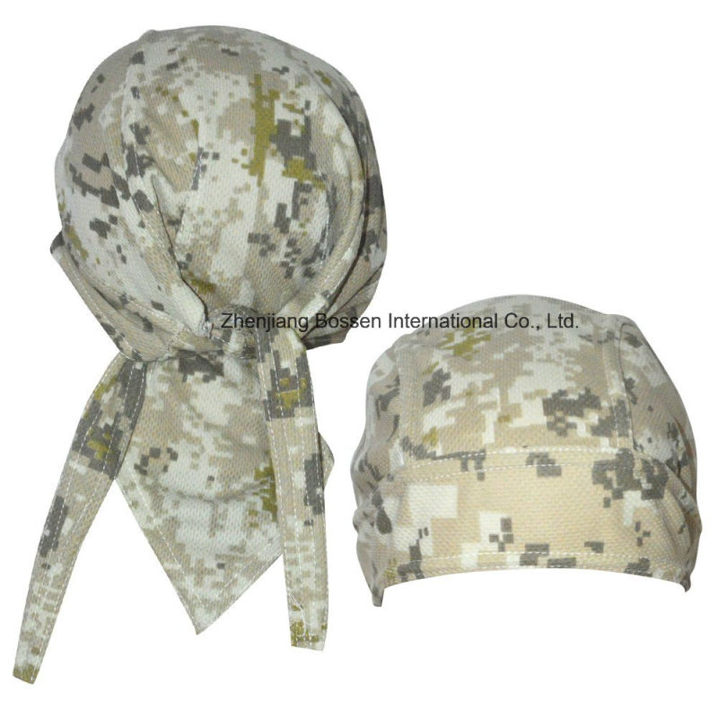 OEM Produce Customized Logo Printed Promotional Army Green Bandana Cap Headscarf