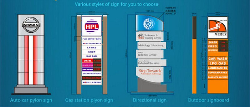 Advertising Outdoor Pylon Sign for Gas Station