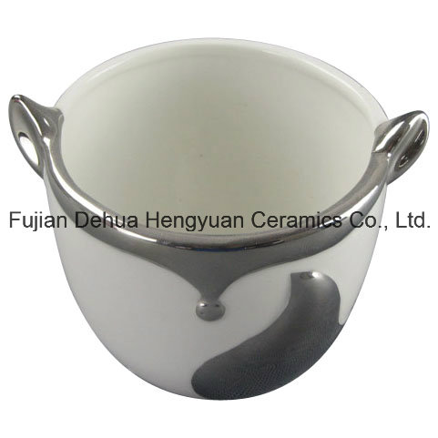 Electroplating Fox Shape Ceramic Flower Pot for Home Furnishings