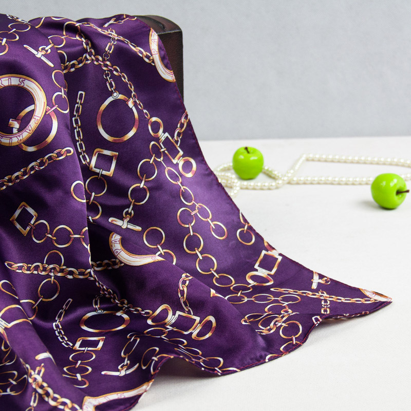 Polyester Satin Purple Rope Chain Scarves Little Square Scarf