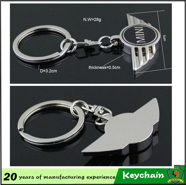 Factory OEM Custom Metal Car Logo Mini Cooper Key Chain