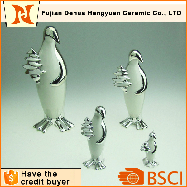 Plating Ceramic Penguin Craft for Home Decoration