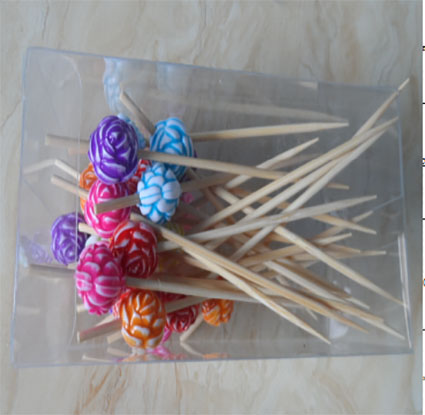 New Design Colorful Bamboo Salad Skewers