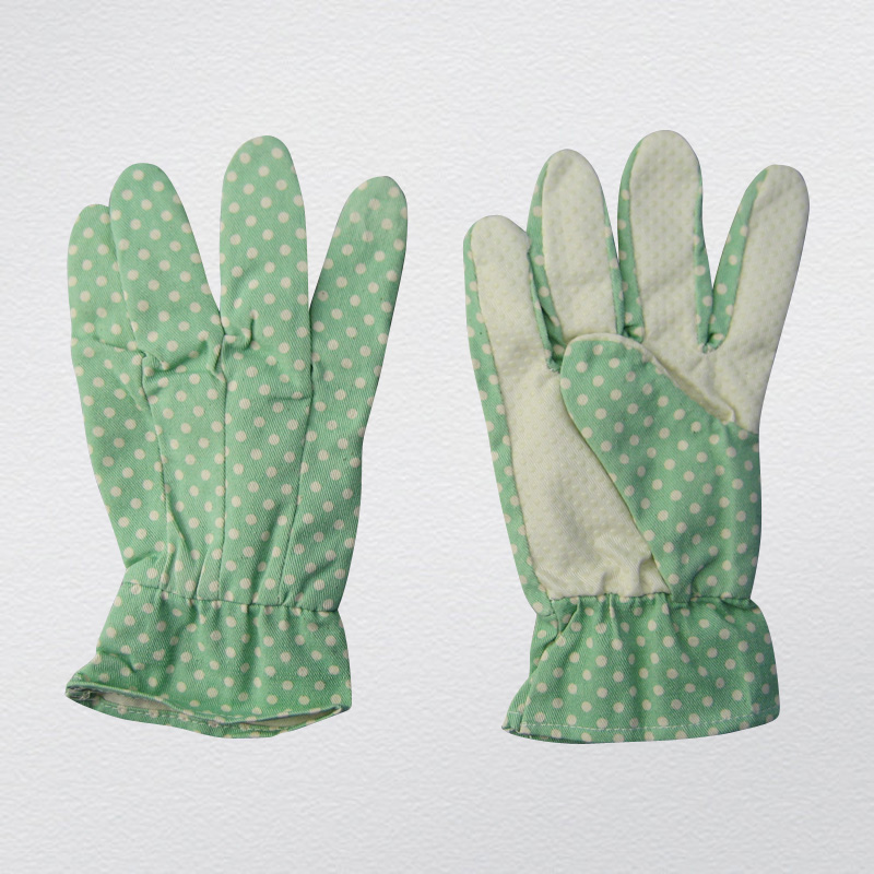 5+6oz Stripe Cotton Garden Glove with PVC Dots (2602)