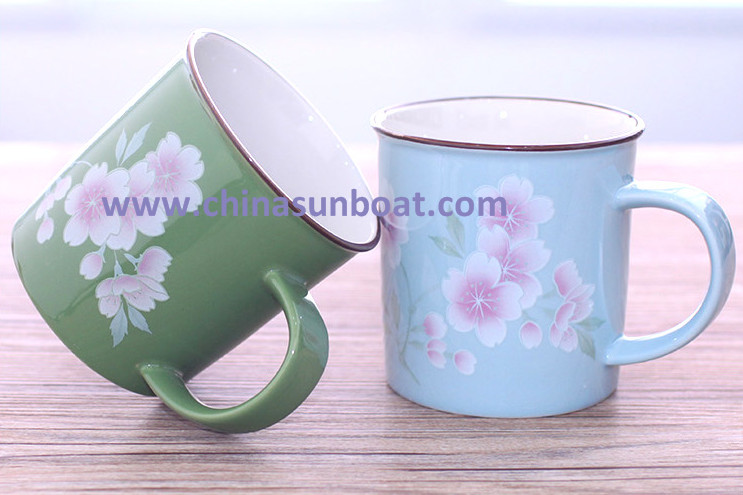 Sunboat Japanese Sakura Vintage Coffee Cup Milk Cup Enamel Cup Enamel Mug Cup