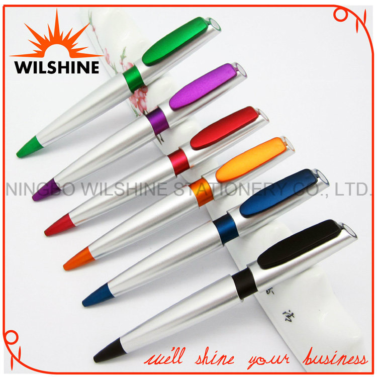 Silver Plastic Ball Pen with Color Parts for Promotion (BP0236S)