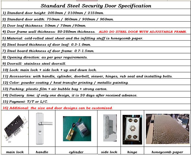 2050*800*50mm Steel Security Door (LTT-014)