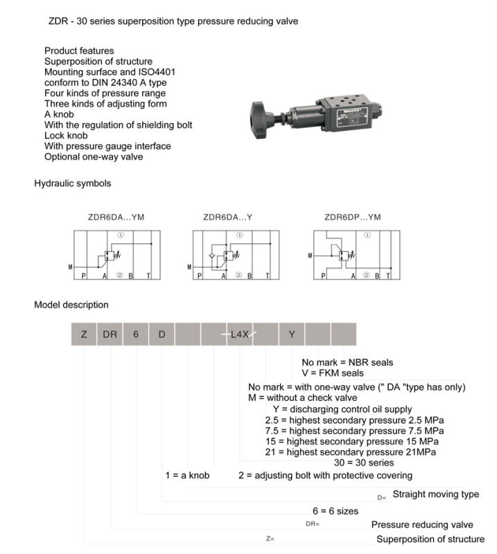 Zdr-30 Series Superposition Type Pressure Reducing Valve