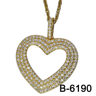 New Design 925 Pure Silver Micro Setting Heart Shape Charm. (B-6196)