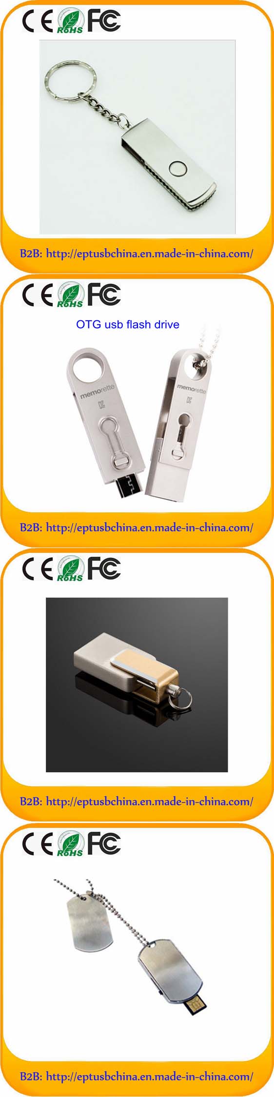 Hot Sale Swivel Metal USB Flash Drive with Keychain (EM001)