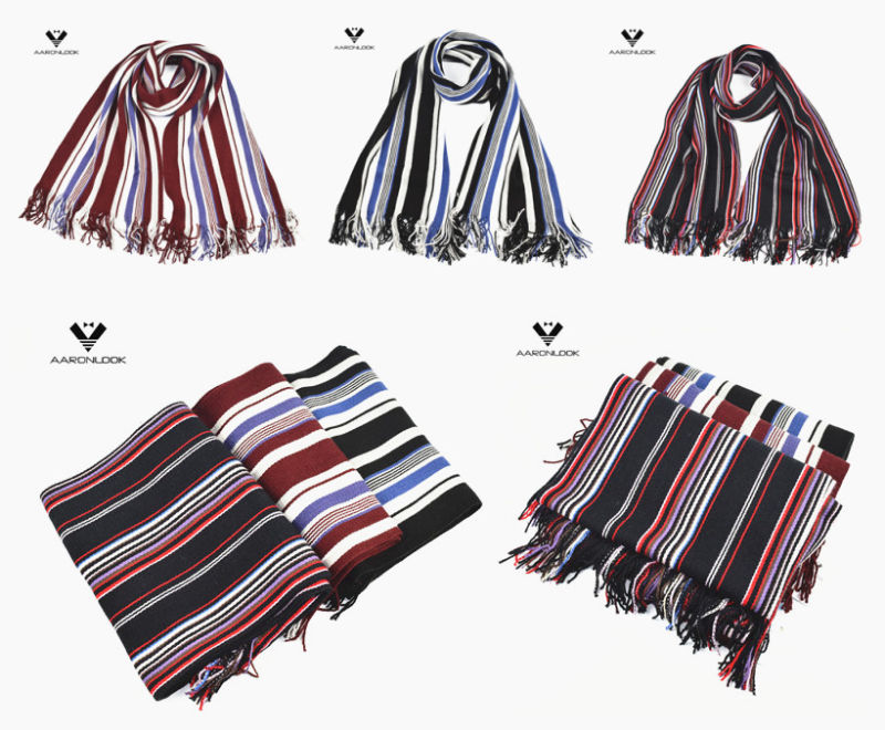 Men's Fashion Colorful Stripe Warp Knitted Scarf